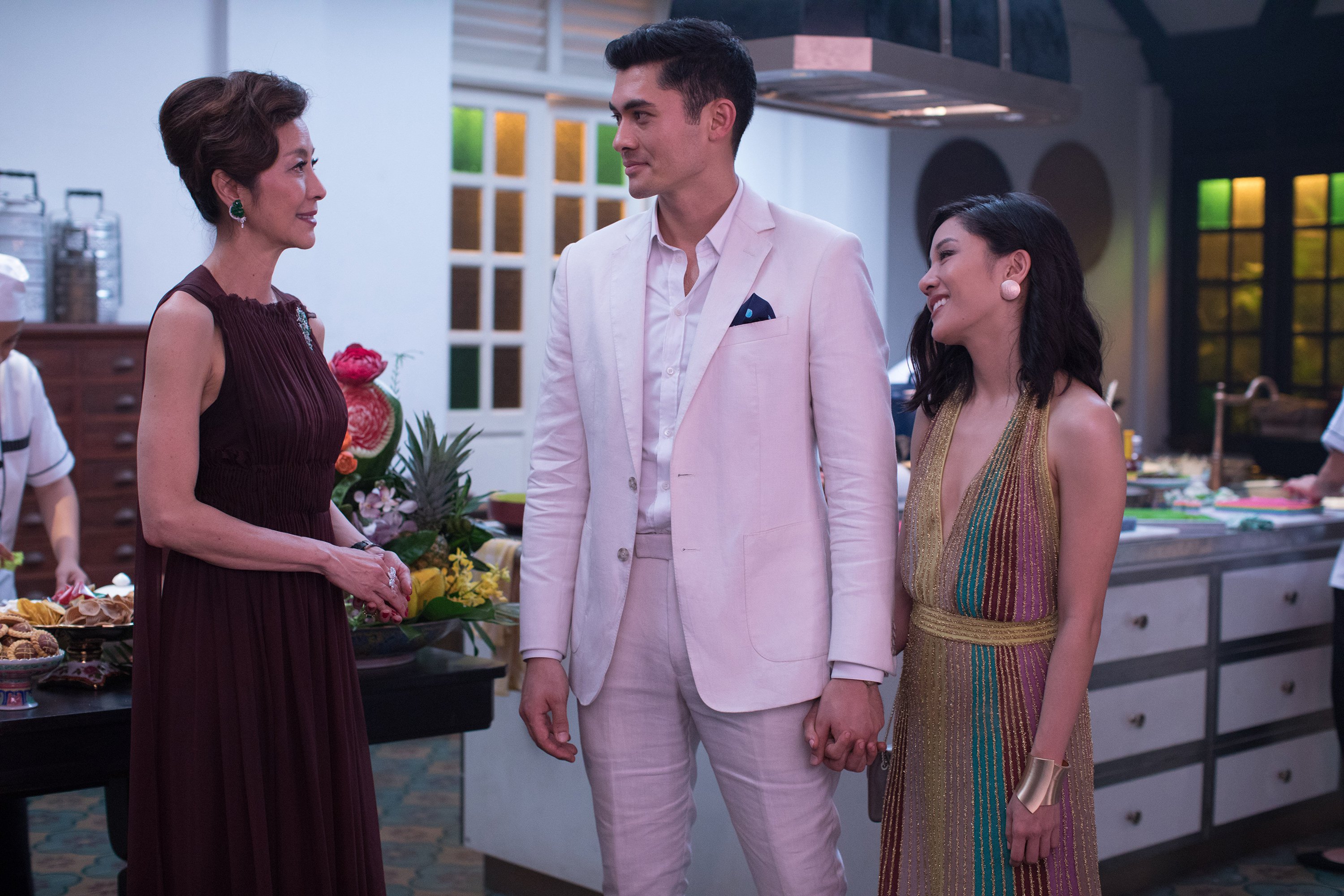 Michelle Yeoh, Henry Golding and Constance Wu in the film.