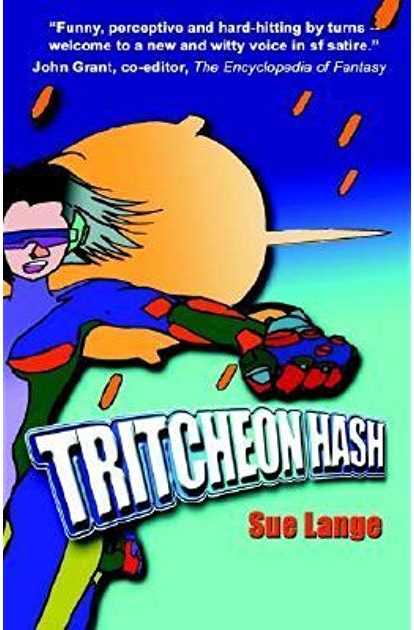 The book cover showing a drawn woman in a kind of space suit.