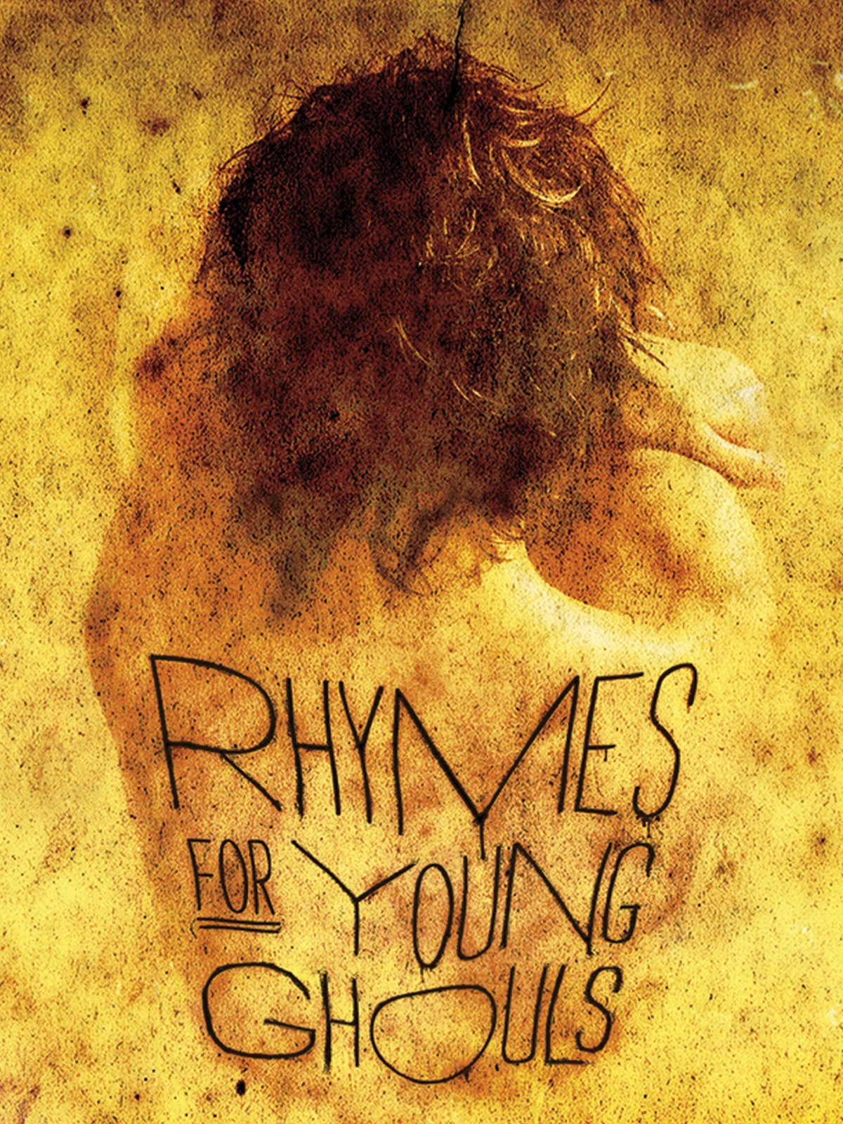 Film poster showing a cowering naked girl from behind with the film title written across her back.