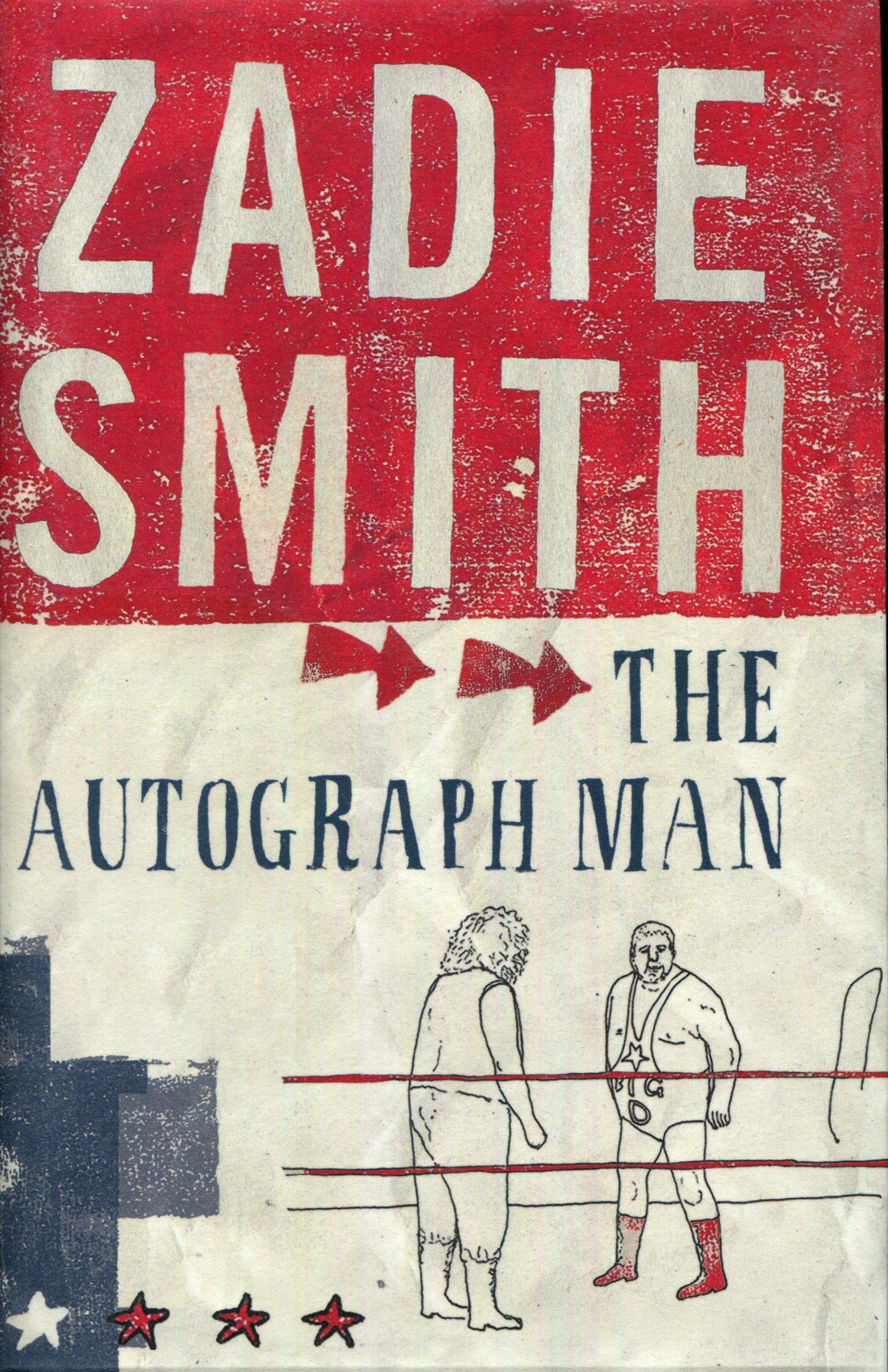 The book cover showing a drawing of two men in a wrestling ring.
