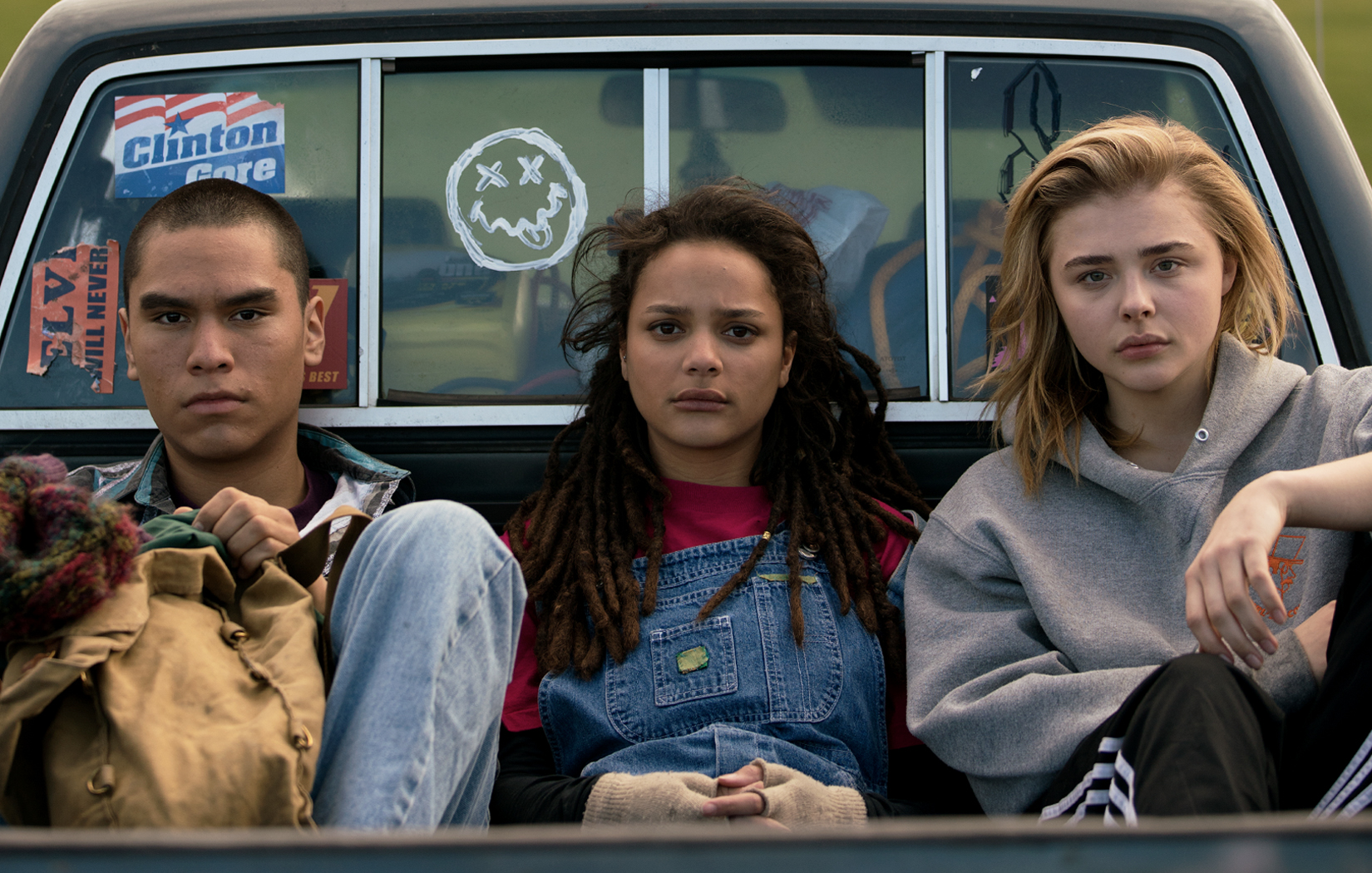 Forrest Goodluck, Sasha Lane and Chloe Grace Moretz in the film.