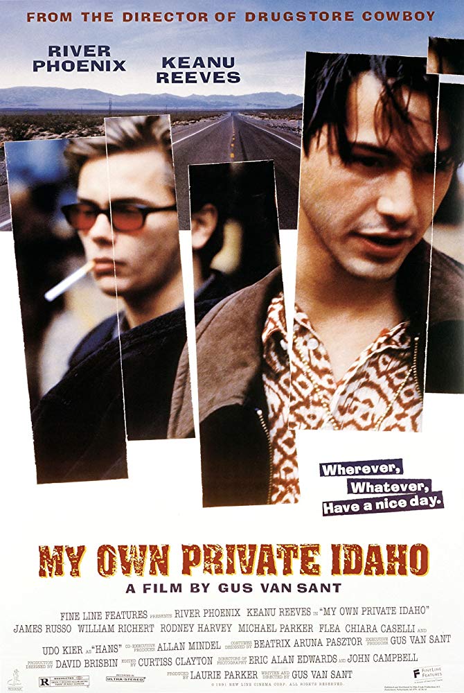 The film poster showing River Phoenix and Keanu Reeves.