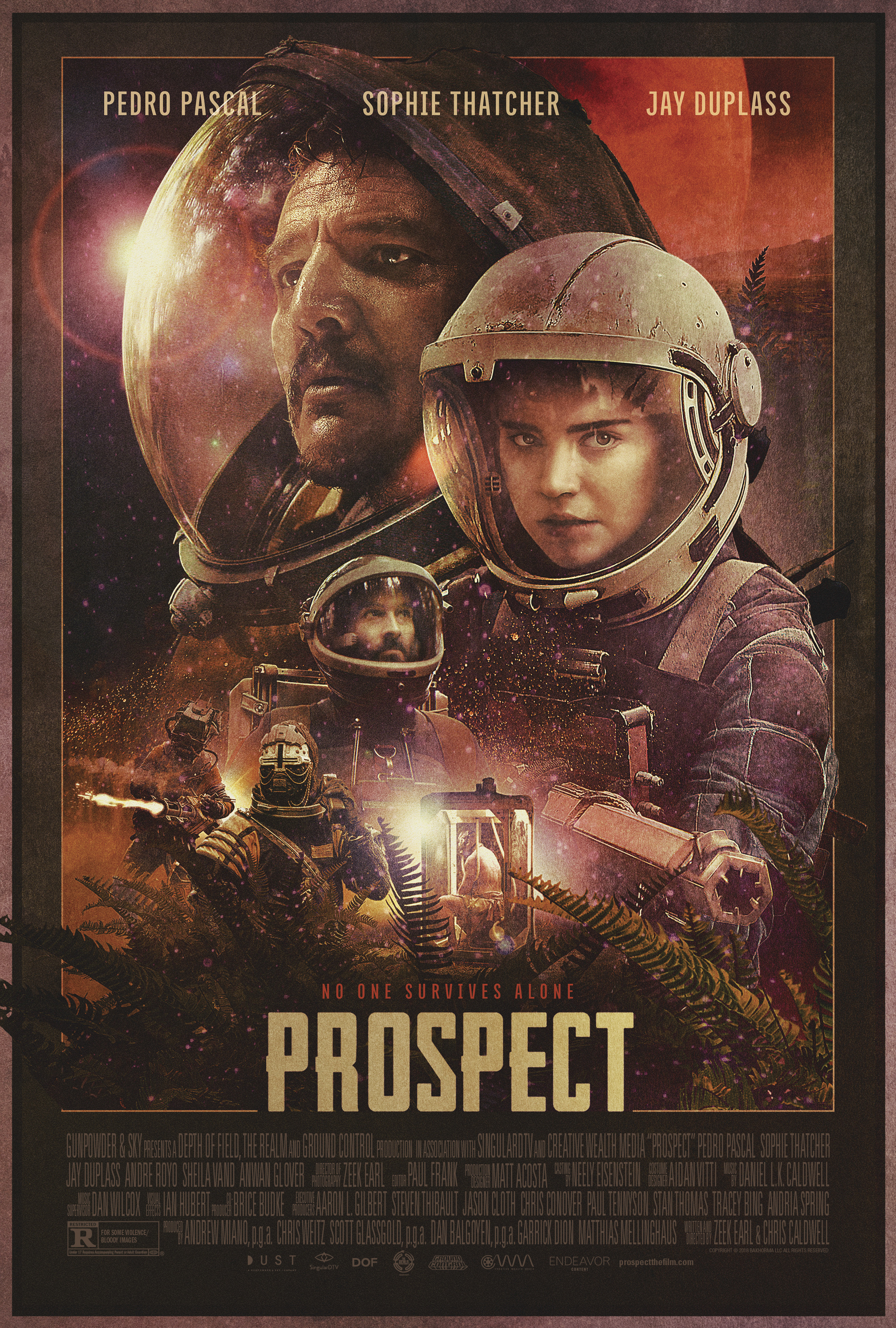 The film poster showing Pedro Pascal, Sophie Thatcher and Jay Duplass wearing spacesuits.