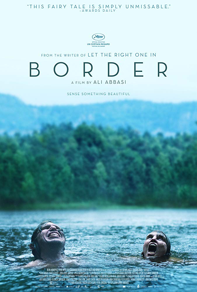 The film poster showing two people swimming in a lake. 