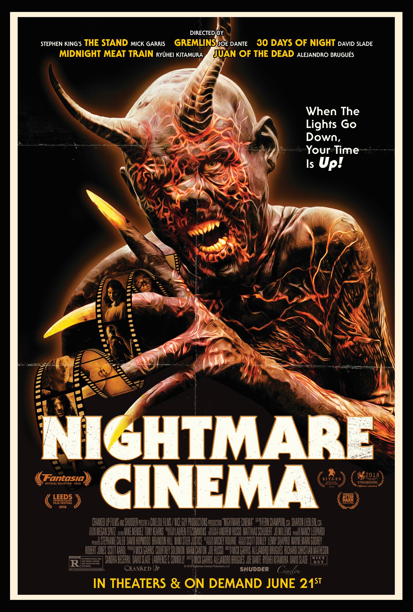 The film poster showing a demon with a film strip in its claws.