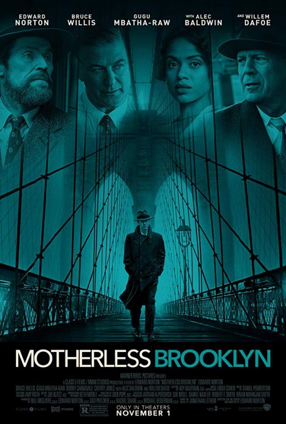 The film poster showing a man in a trenchcoat and hat on a bridge.