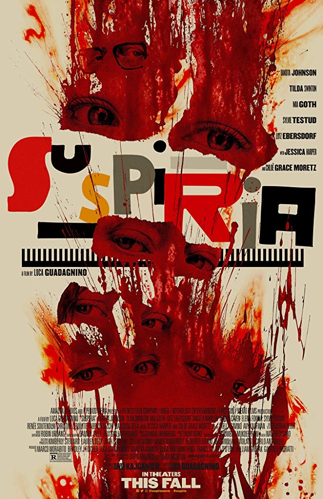The film poster showing eyes in a splatter of blood.