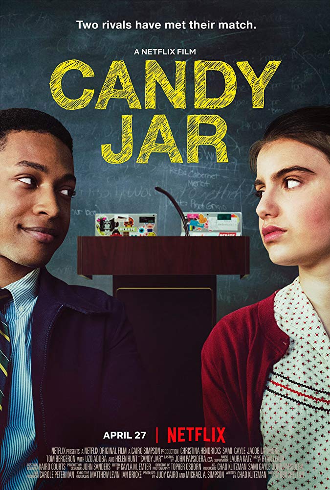 The film poster showing Bennett (Jacob Latimore) and Lona (Sami Gayle) looking at each other in front of a blackboard and a lectern.