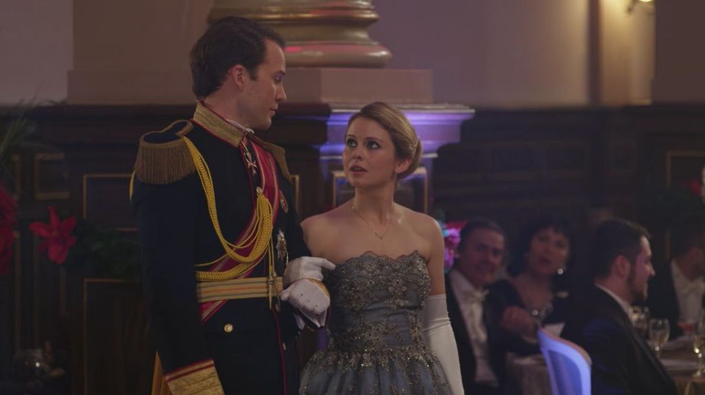 Prince Richard (Ben Lamb) and Amber (Rose McIver) at a ball.