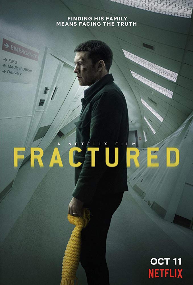 The film poster showing Ray (Sam Worthington) in a twisted hospital corridor, clutching a child's scarf.