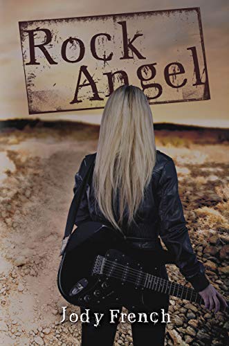 The book cover showing a girl with long blond hair, a leather jacket and a guitar.