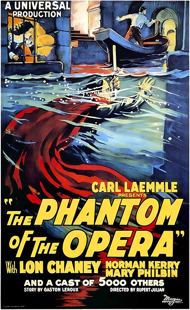 The film poster showing a drawing of the phantom diving after a boat. 