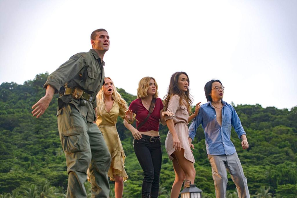 Patrick (Austin Stowell), Sloane (Patricia Doubleday), Melanie (Lucy Hale), Gwen (Maggie Q) and Brax (Jimmy O. Yang) on the run.