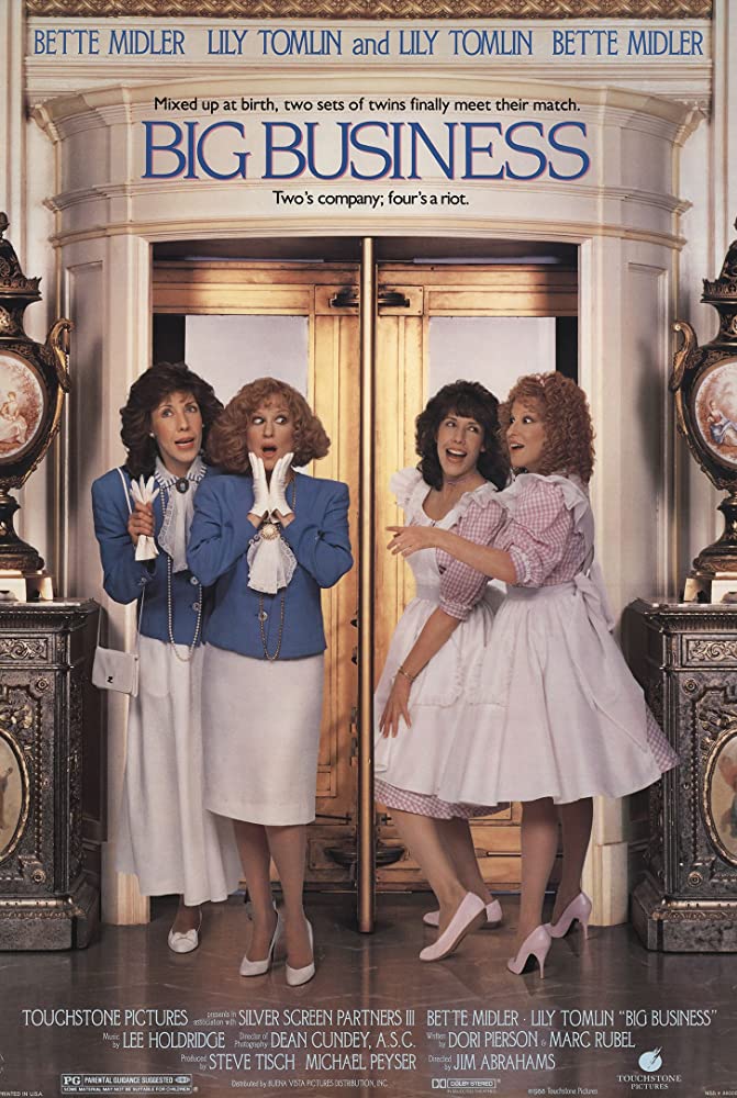 The film poster showing Rose (Lily Tomlin) and Sadie Shelton (Bette Midler) on one side and Rose (Lily Tomlin) and Sadie Ratcliff (Bette Midler) on the other side.