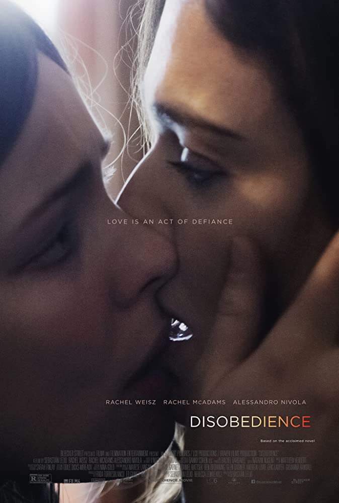 The film poster showing Esti (Rachel McAdams) and Ronit (Rachel Weisz) kissing.