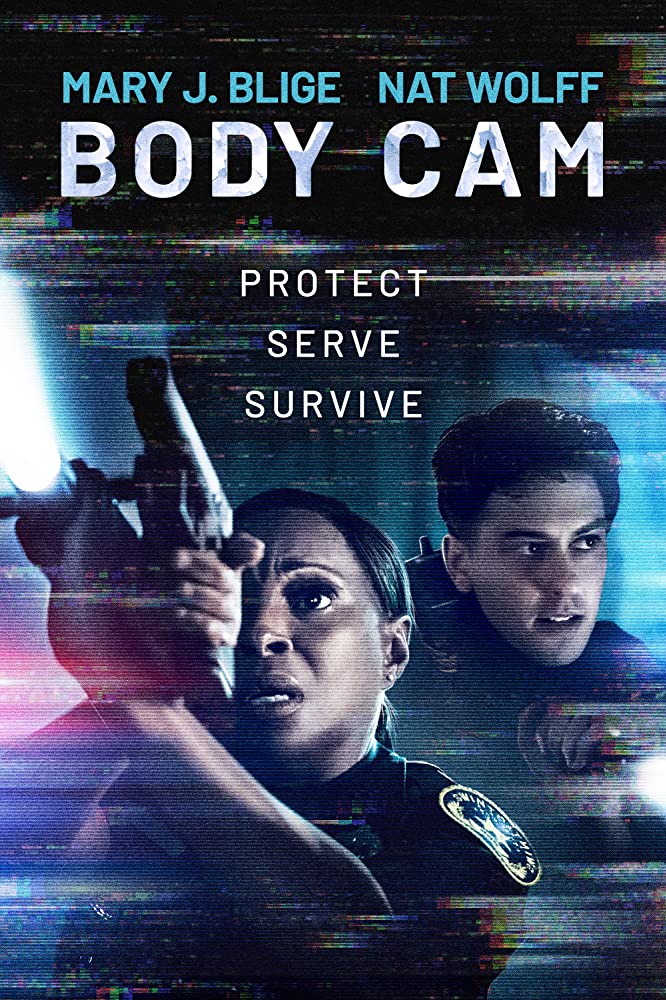 The film poster showing Renee (Mary J. Blige) and Danny (Nat Wolff) in police uniforms.