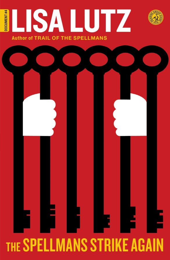 The book cover showing many keys next to each other so they are forming a grate with two hands clutching the bars.