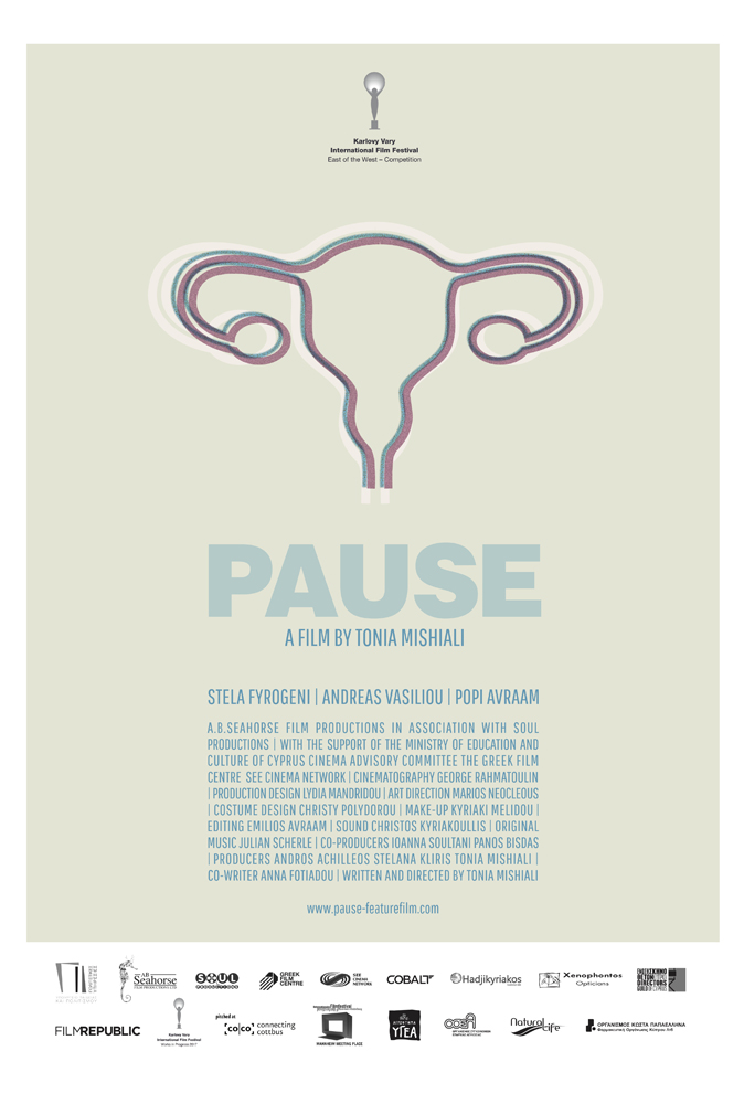 The film poster showing a drawing of a uterus and fallopian tubes.