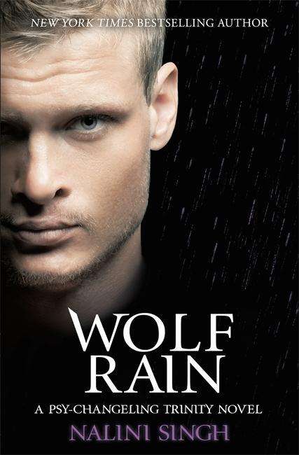 The book cover showing the face of blond man in front of a a rainy night sky.