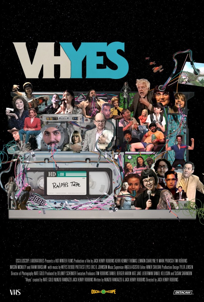 The film poster showing a VHS tape with "Ralph's Tape" written on it, as well as a collage of various film characters.