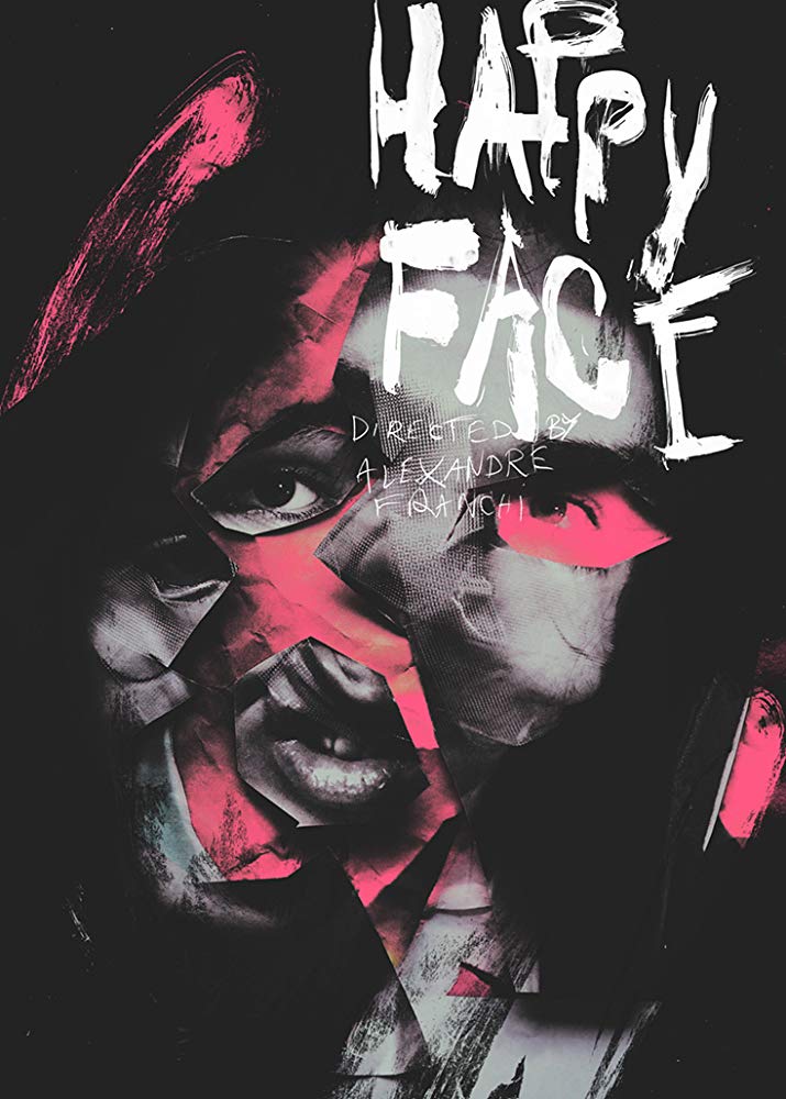 the film poster showing a face made of a collage of various newspaper cutouts