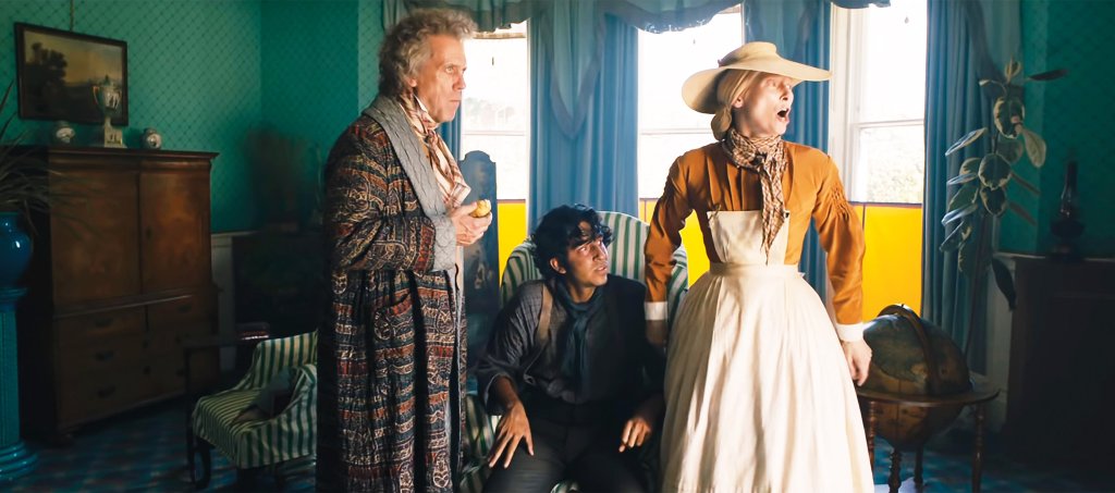 David (Dev Patel) arrived at his aunt Betsy Trotwood's (Tilda Swinton) place where she lives with Mr Dick (Hugh Laurie). But she doesn't pay him much attention because she is busy screaming at donkeys.