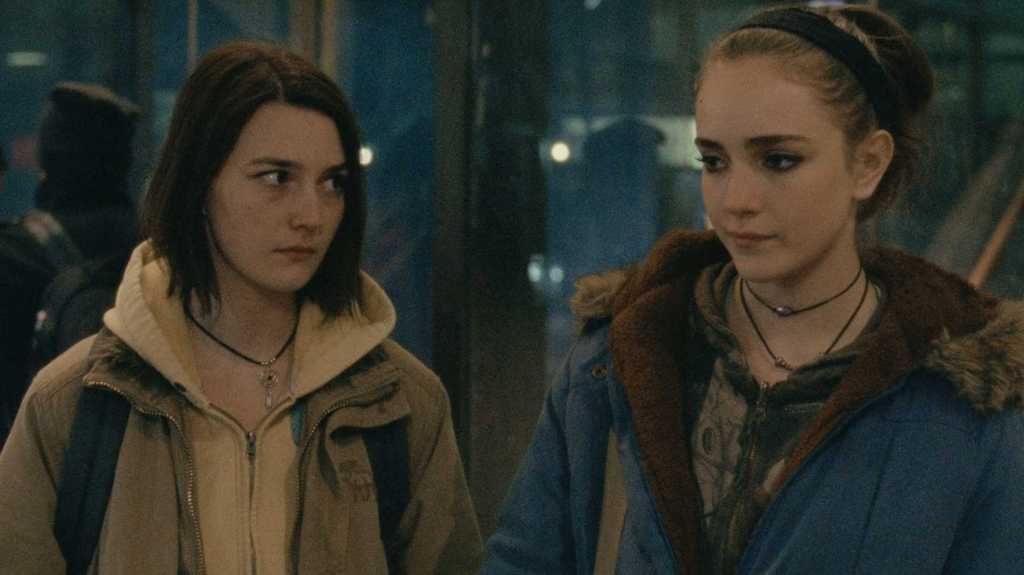 Autumn (Sidney Flanigan) and Skylar (Talia Ryder) on the road.