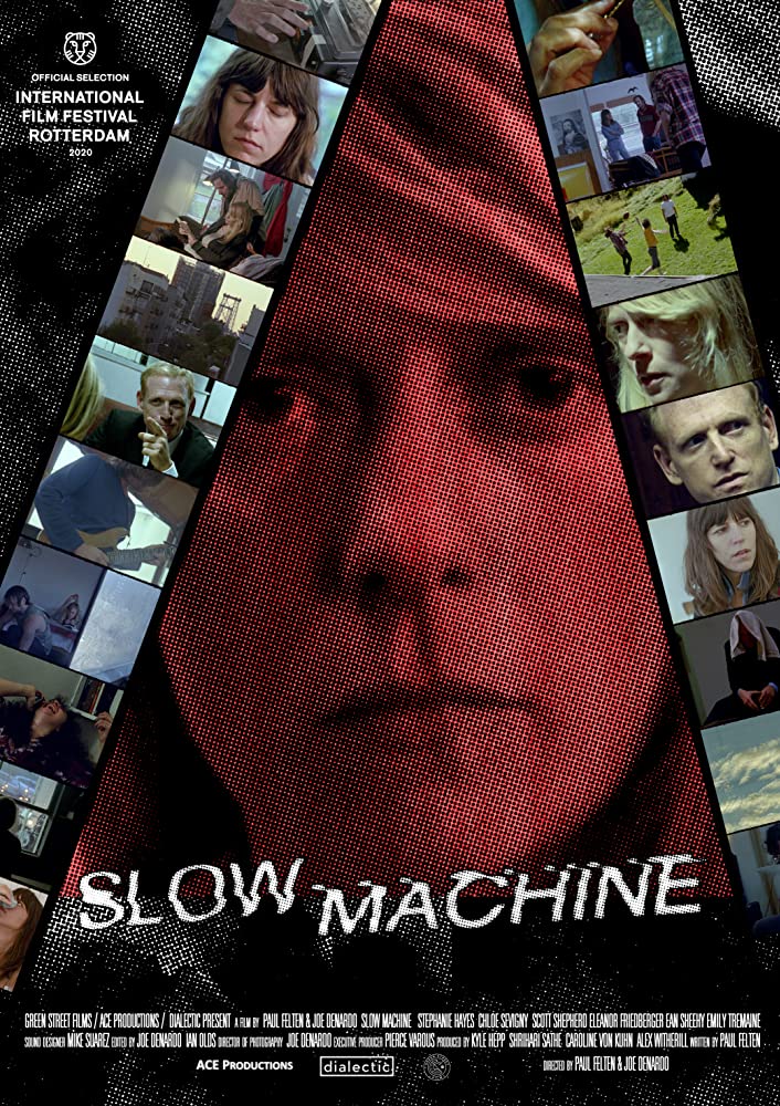 The film poster showing Stephanie (Stephanie Hayes) in a close up, with various stills arranged as if on physical film around her face.
