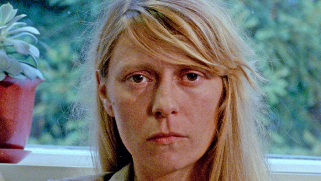 Stephanie (Stephanie Hayes) looking straight at the camera. 