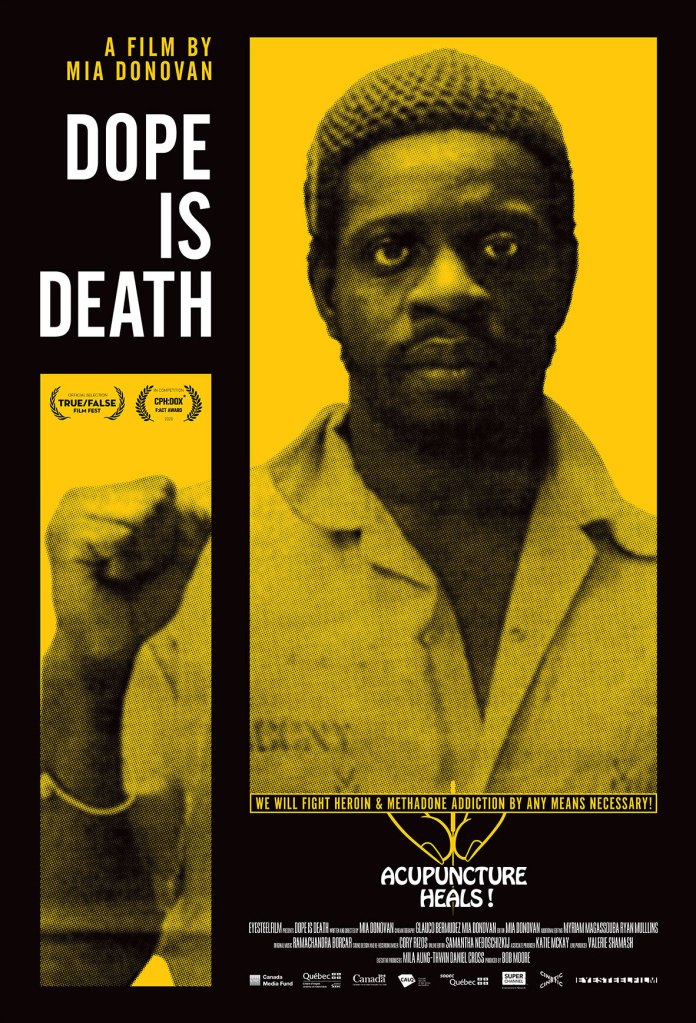 The film poster showing Mutulu Shakur making the Black power fist.