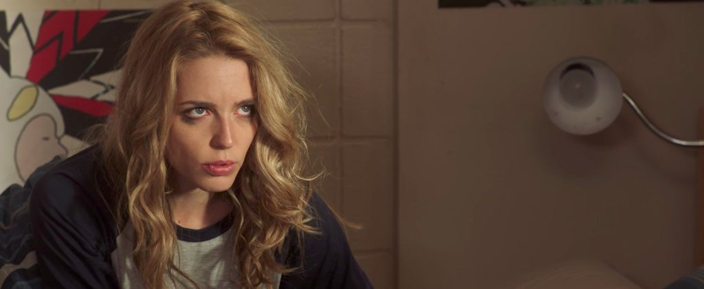 Tree (Jessica Rothe) looking frustrated and angry, her make-up a mess.