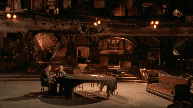 The dilapitated stage setting.