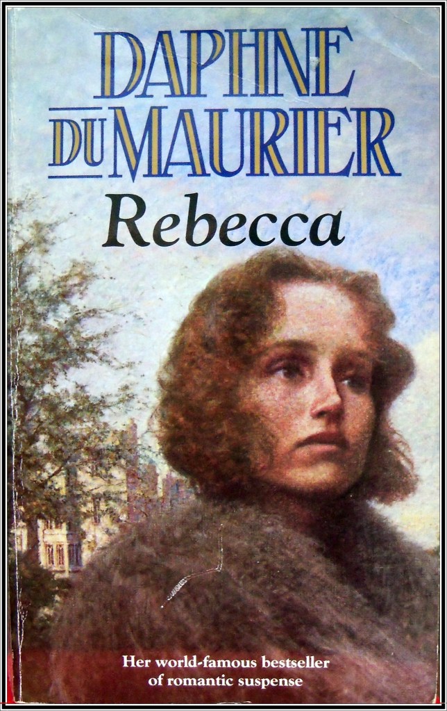 The book cover showing a drawing of a young woman in front of a huge estate.