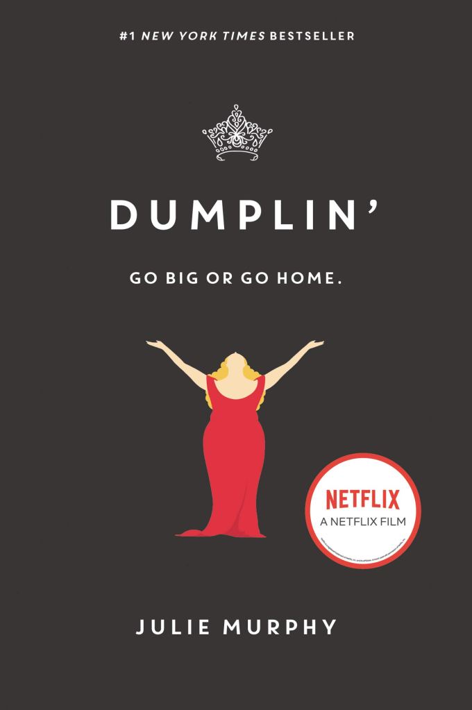 the book cover showing a fat girl in a fancy, red dress with her arms spread wide.