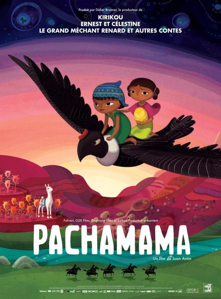 The film poster showing Tepulpai and Naira flying on a big Condor bird. Lamita is watching them from the ground.