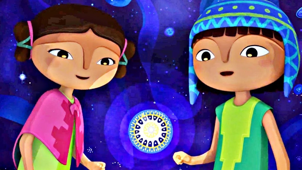 Naira and Tepulpai looking at a firefly.