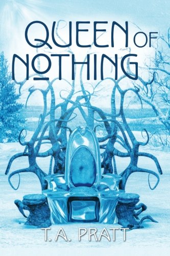 The book cover showing an empty, spiky throne in an icy landscape. 