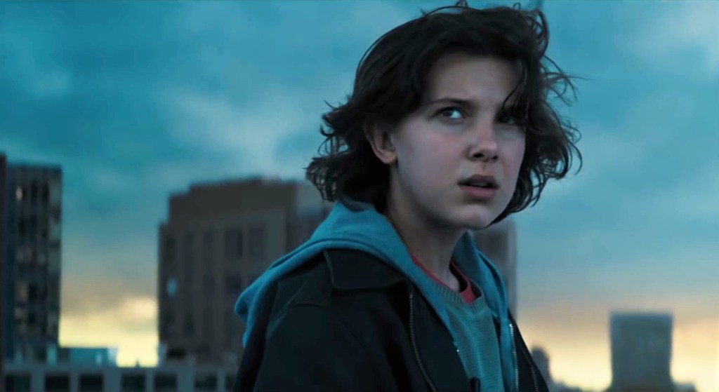 Madison Russell (Millie Bobby Brown) looking at something big. 