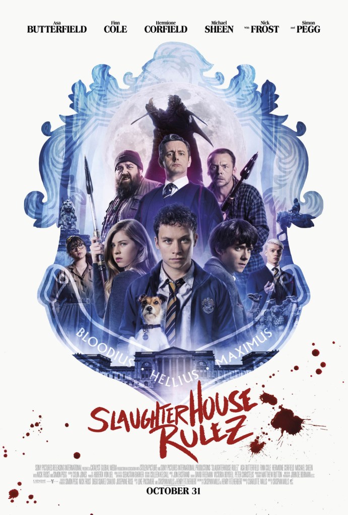 The film poster showing the main characters in a school crest-shape. 