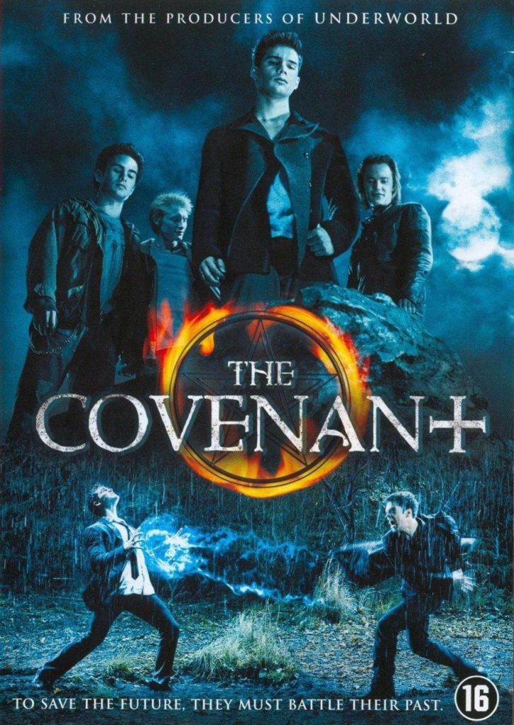 The film poster showing the Sons of Ipswich - Caleb (Steven Strait), Pogue (Taylor Kitsch), Tyler (Chase Crawford) and Reid (Toby Hemingway) - standing at the edge of a cliff, looking down. Below them is another image of Caleb and Chase (Sebastian Stan) in a magic battle. 