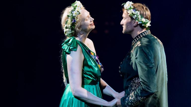 Hippolyta (Gwendoline Christie) and Theseus (Oliver Chris) ready to get married.