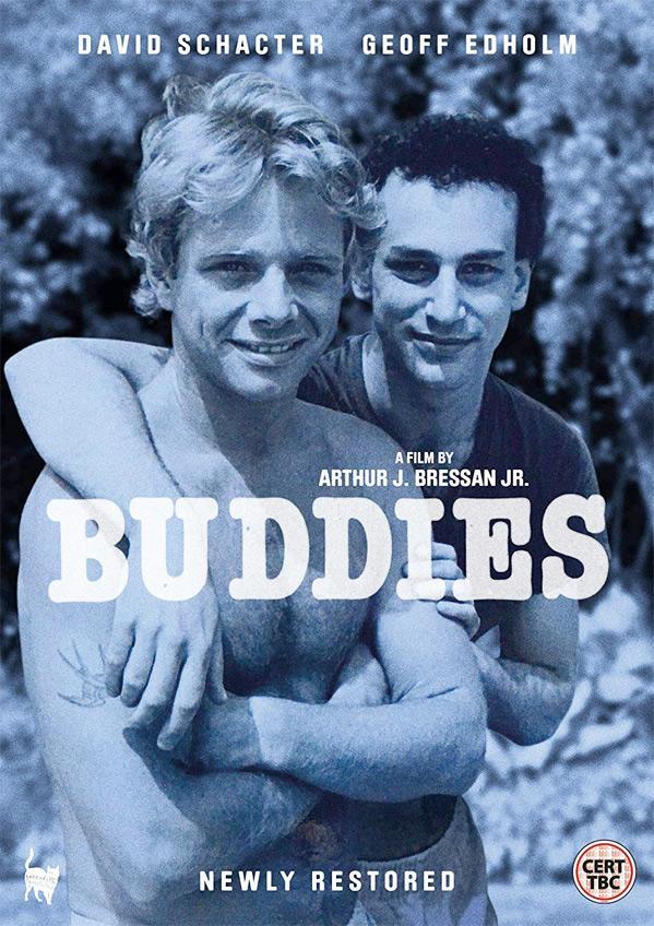 The film poster showing David (David Schachter) with an arm around Robert (Geoff Edholm). 