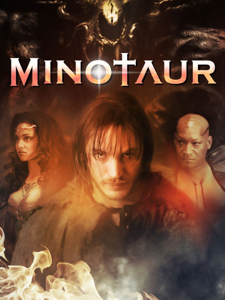 The film poster showing Theo (Tom Hardy) in the center and Raphaella (Michelle Van Der Water) to the left of him and Deucalion (Tony Tood) to the right.
