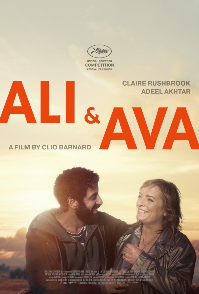 The film poster showing Ali (Adeel Akhtar) and Ava (Claire Rushbrook) smiling at each other.