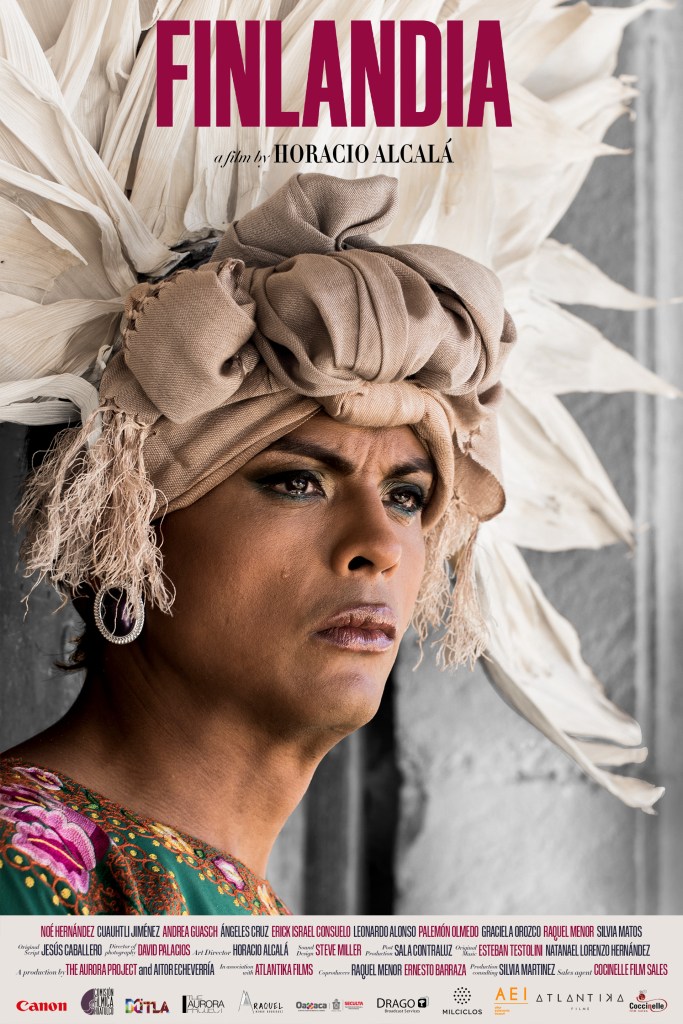 The film poster showing Amaranta (Cuauhtli Jiménez) in an elaborate headdress, tears in her eyes.