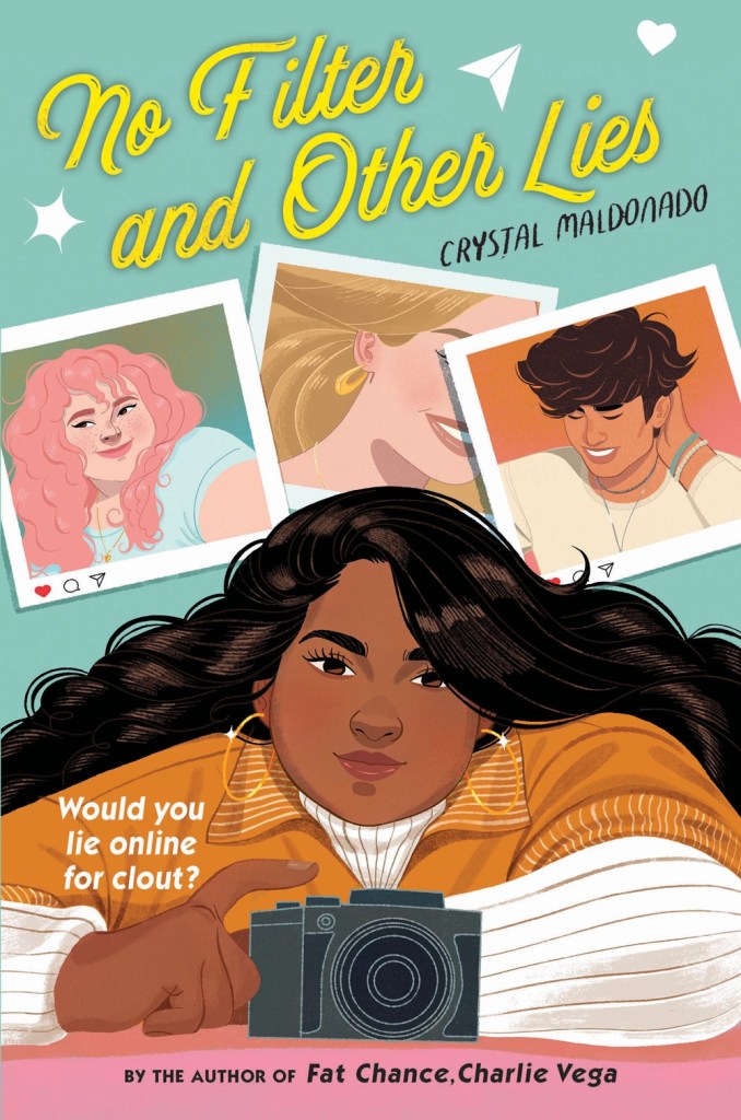 The book cover showing a drawing of a fat Latina with a camera. Behind her a snapshots of a fat girl with pink hair, a blond girl, and a Brown guy.