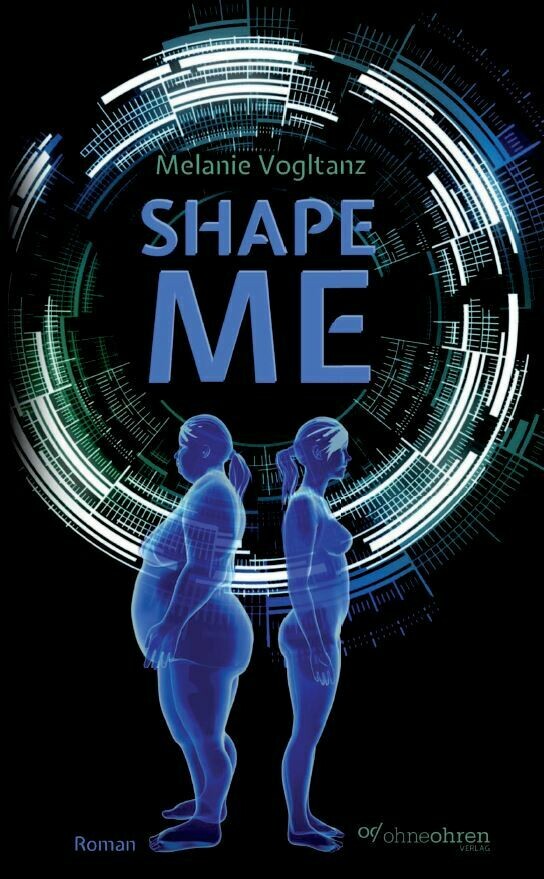 The book cover showing two women standing back to back, one fat, one thin.