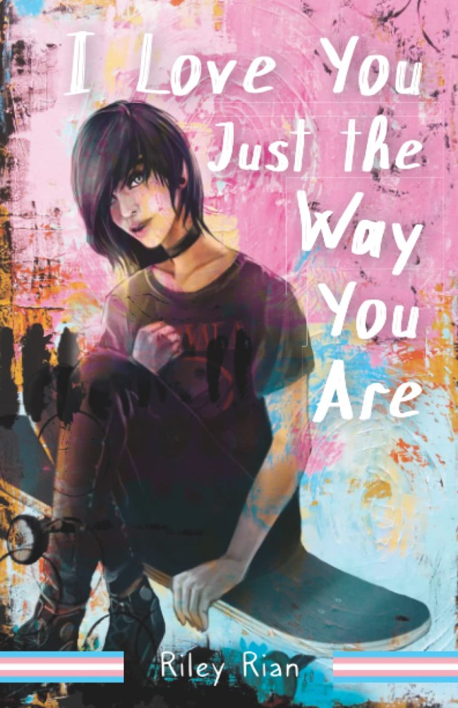 The book cover showing a painting of young girl sitting on a skateboard.