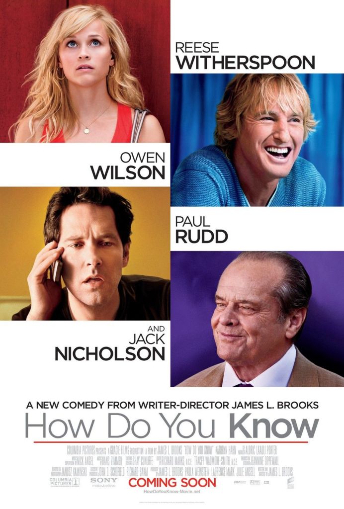 The movie poster showing separate headshots of Lisa (Reese Witherspoon), Matty (Owen Wilson), George (Paul Rudd) and Charles (Jack NIcholson).