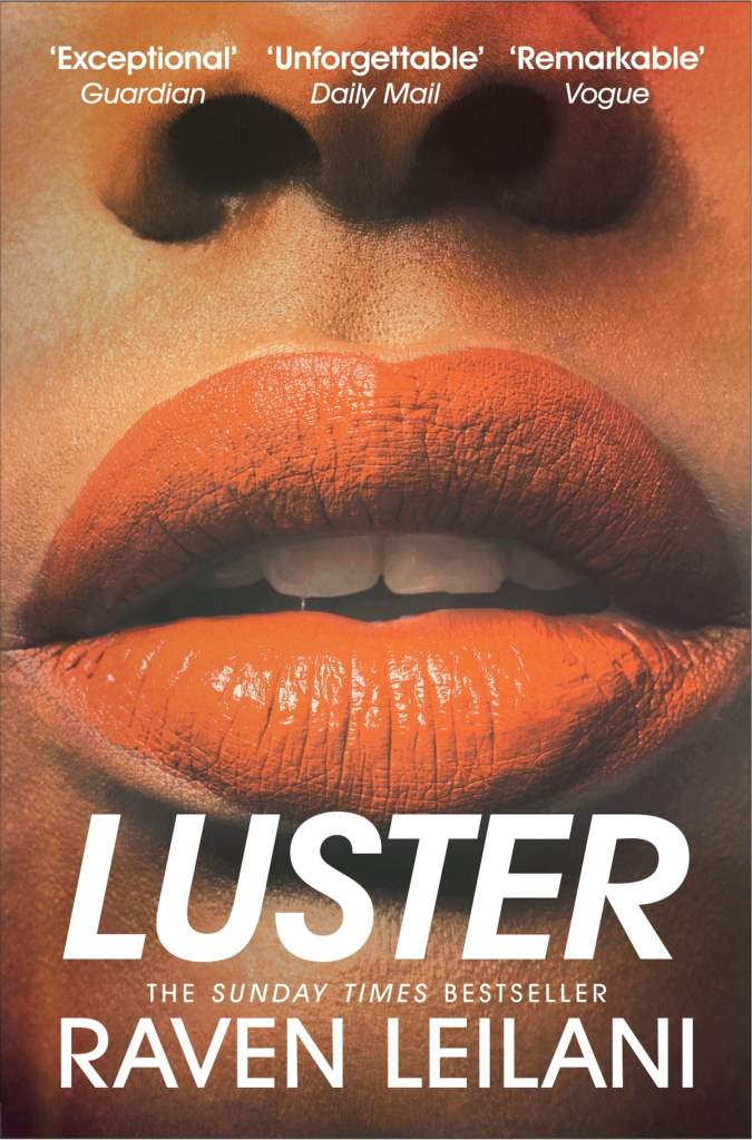 The book cover showing red lips in a Black face, the mouth slightly open.